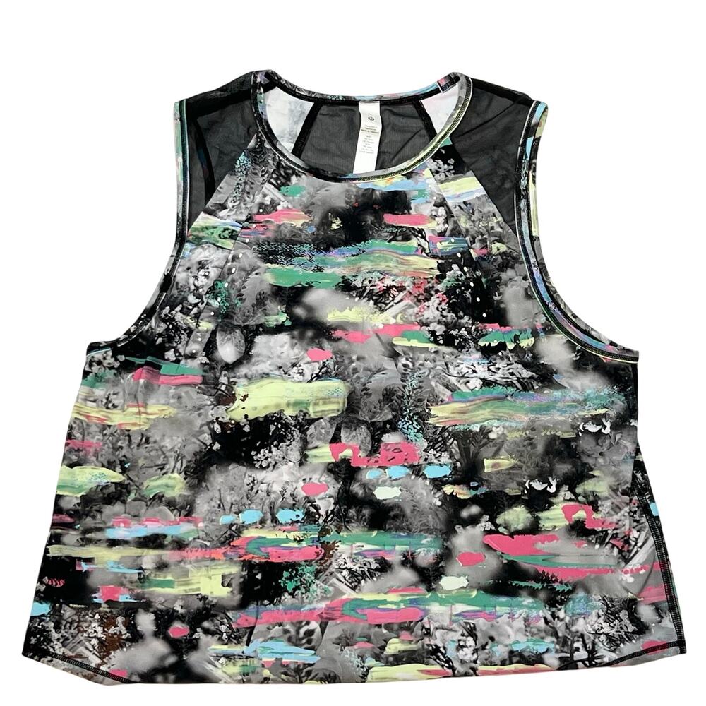 Lululemon Sculpt Cropped Tank Top Paint Drift Multi Mesh Panel Size 6